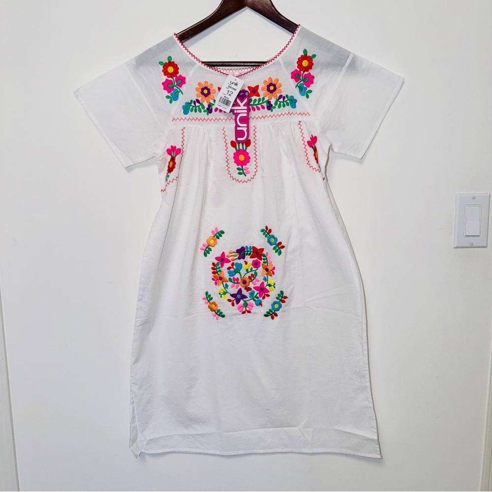 Children’s Sun Dress with Colorful Floral Embroidery